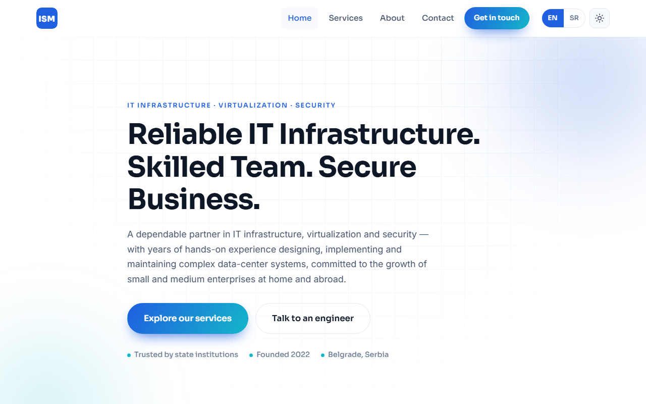 ISM — IT infrastructure, virtualization and security corporate website